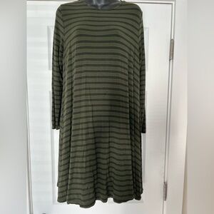 Old Navy Olive and Black Striped Dress